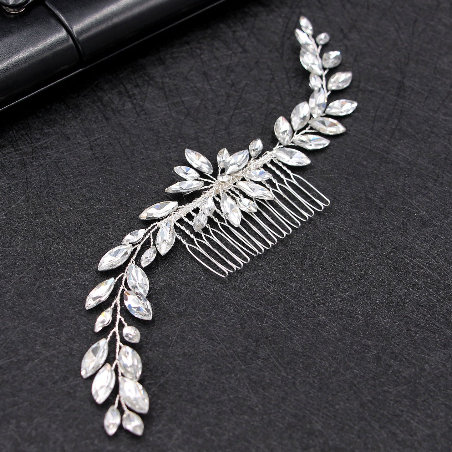 Bridal Hair Comb with Handcrafted Glass and Rhinestones