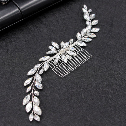 Bridal Hair Comb with Handcrafted Glass and Rhinestones