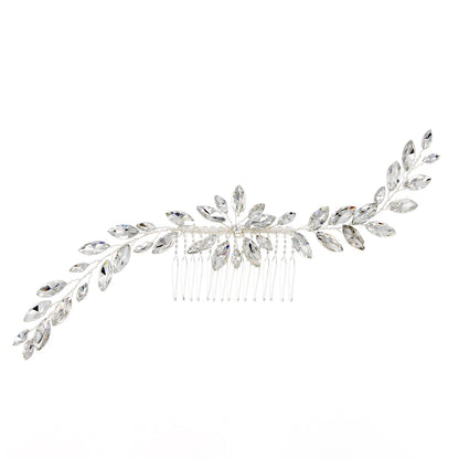 Bridal Hair Comb with Handcrafted Glass and Rhinestones