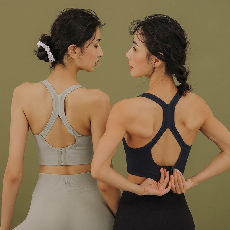 Yoga Vest Breathable Gathers Fitness Professional Bra Sports Underwear Female Shock-Proof Running Bra