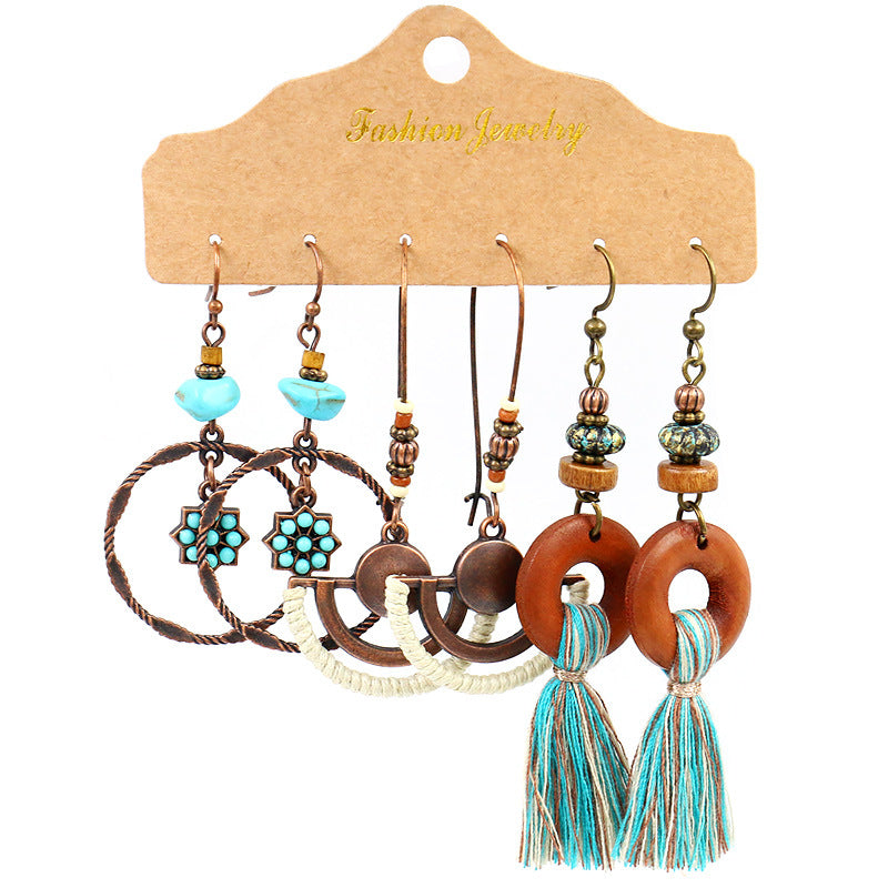 Fashion Tassel Earrings Set for Women - Vintage Style