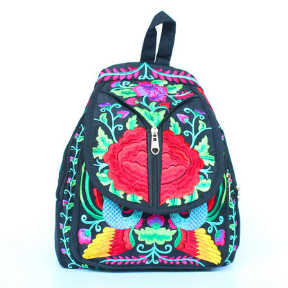 New Ethnic Style Embroidered Backpack For Women'S Embroidered Canvas Leisure Backpack