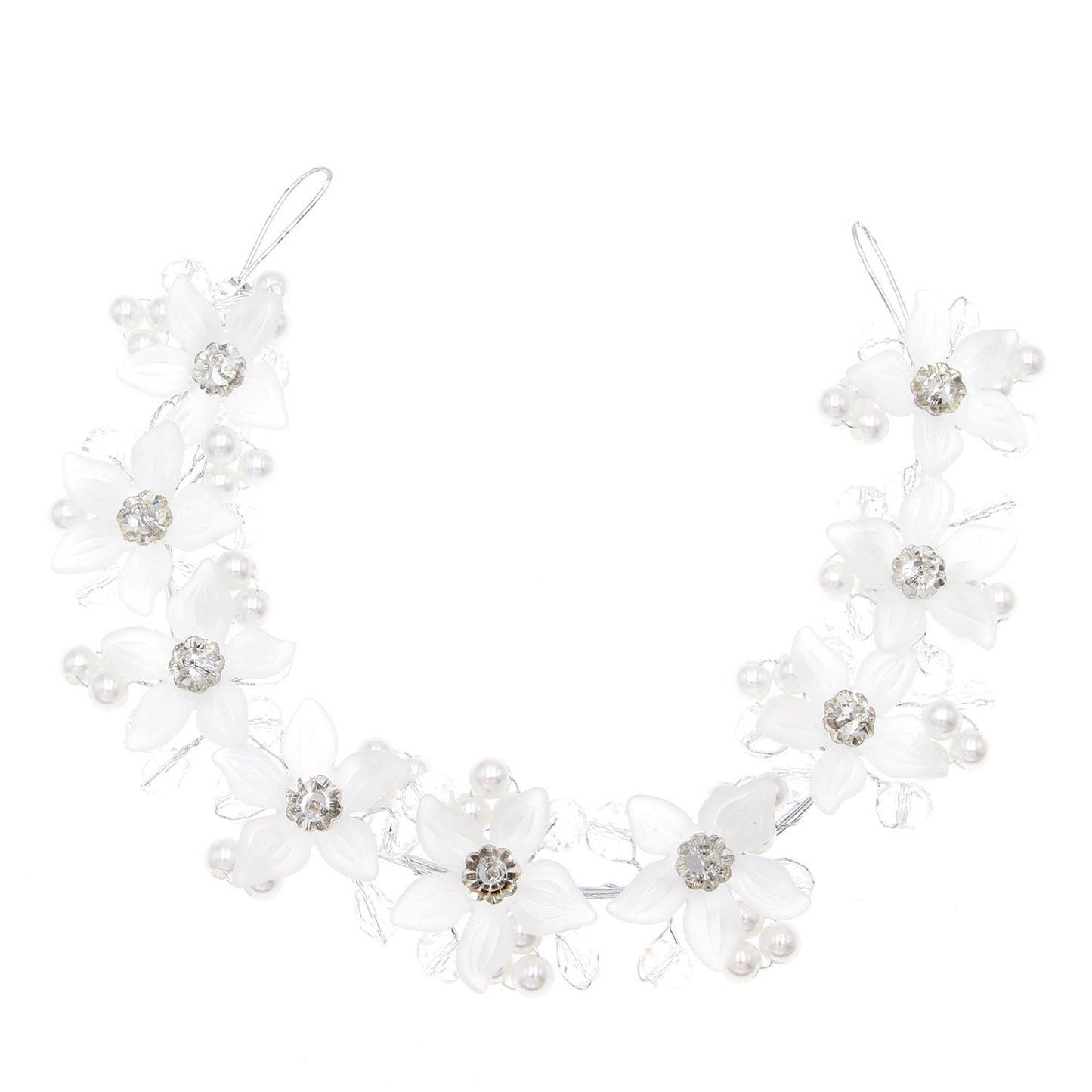 Bridal Wedding Hair Accessories Acrylic Crystal Flower Pearl Headband