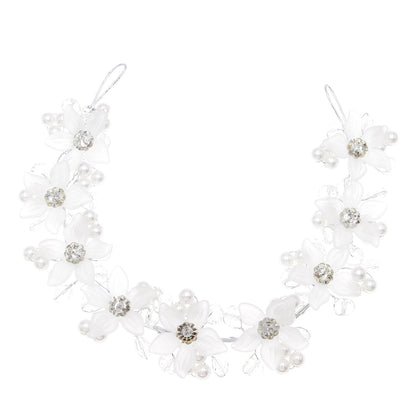 Bridal Wedding Hair Accessories Acrylic Crystal Flower Pearl Headband