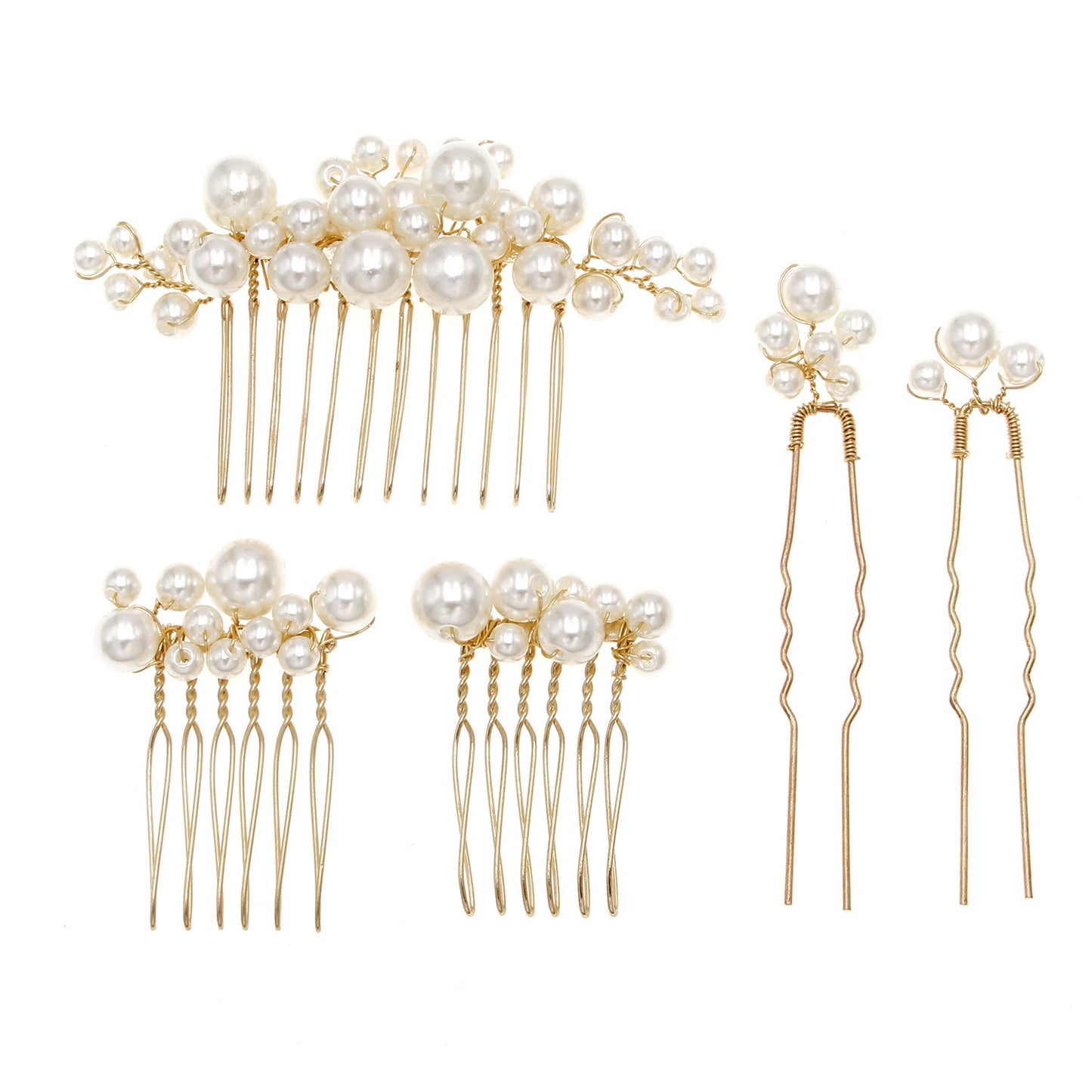 Bridal Wedding Hair Accessories Set 3 Combs + 2 Hair Pins