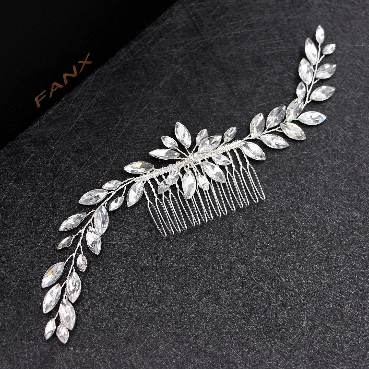 Bridal Hair Comb with Handcrafted Glass and Rhinestones
