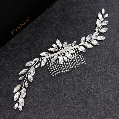 Bridal Hair Comb with Handcrafted Glass and Rhinestones