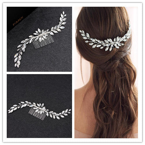 Bridal Hair Comb with Handcrafted Glass and Rhinestones