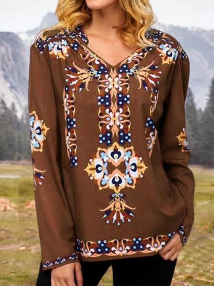 Spring Loose Print Long Sleeve T-Shirt
