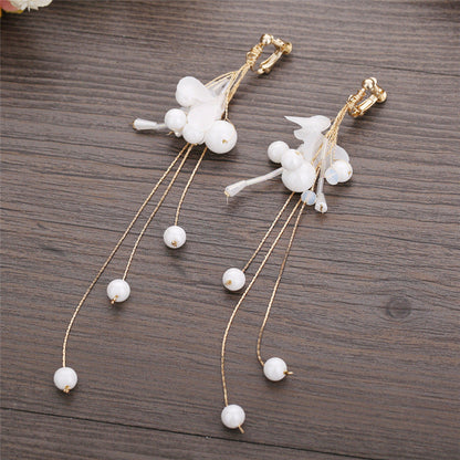 Bridal Butterfly Drop Earrings with Floral Mesh