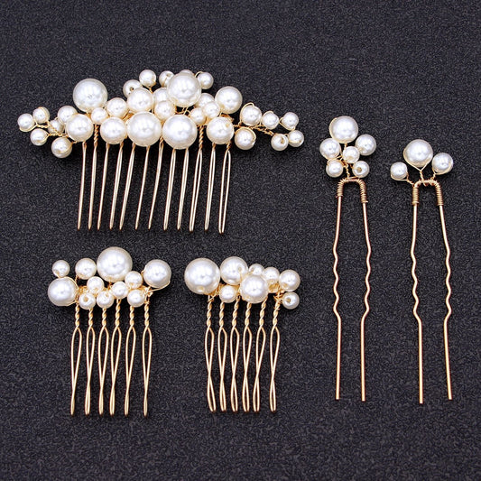 Bridal Wedding Hair Accessories Set 3 Combs + 2 Hair Pins