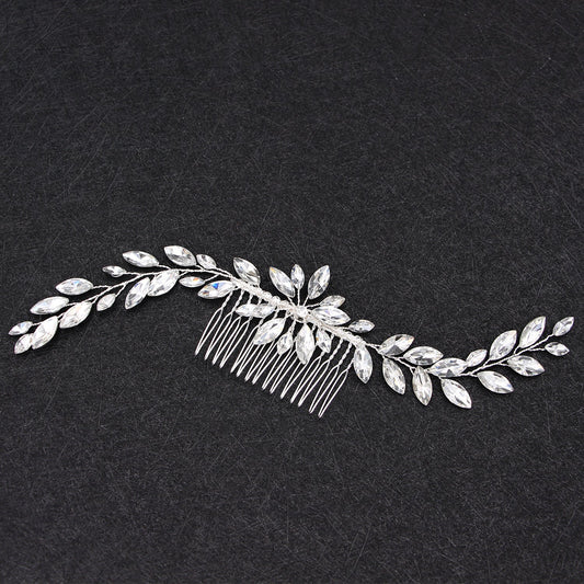 Bridal Hair Comb with Handcrafted Glass and Rhinestones