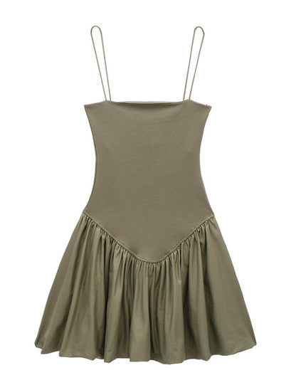 Solid Color Sleeveless Spaghetti Strap Dress