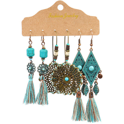 Bohemian Tassel Earrings Set Vintage Style Fashion Jewelry