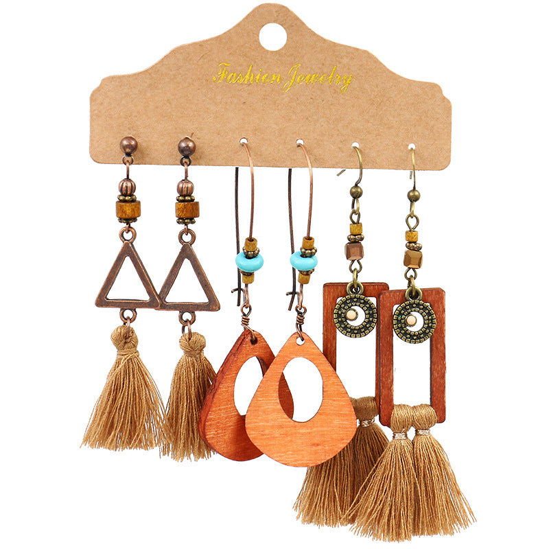 Bohemian Tassel Earrings Set Vintage Style Fashion Jewelry