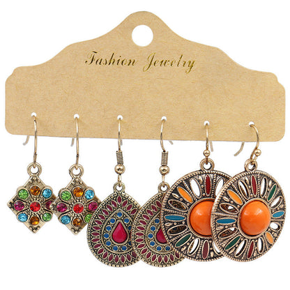 Bohemian Floral Geometric Earrings Set for Women and Men