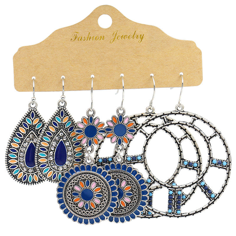 Bohemian Floral Geometric Earrings Set for Women and Men