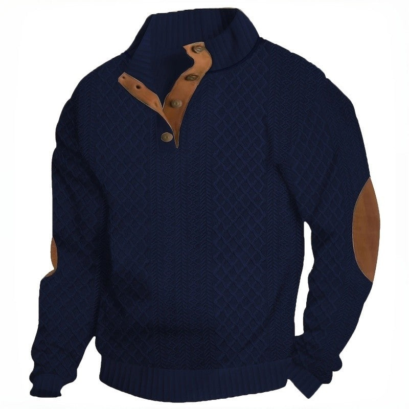 Stand Collar Long Sleeve Jacquard Knit Sweater