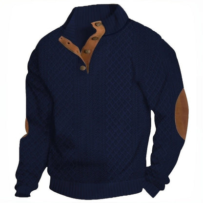 Stand Collar Long Sleeve Jacquard Knit Sweater