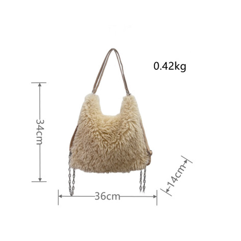 Fluffy Plush Large Capacity Backpack Shoulder Bag