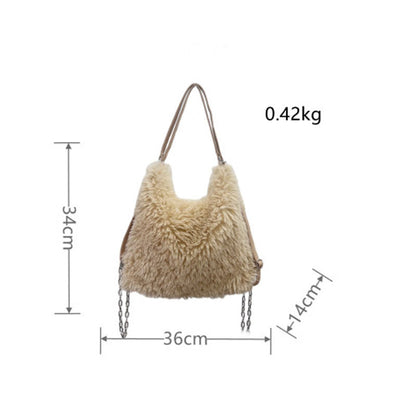 Fluffy Plush Large Capacity Backpack Shoulder Bag