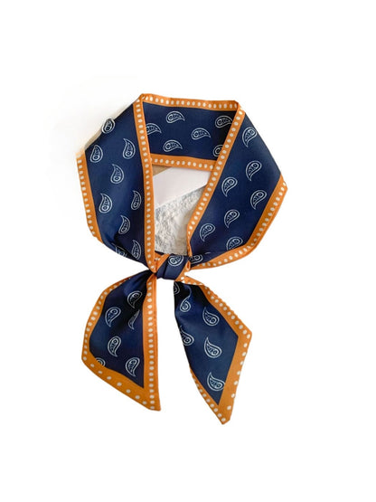 Haila - 33" Vintage Paisley Slim Scarf - French Elegance