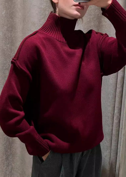 Cozy Knit Turtleneck Sweater With Patchwork