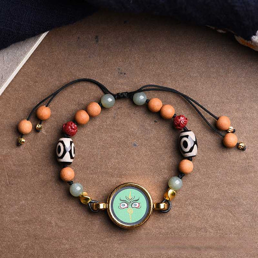 Tibetan Zakiram Thangka Pendant Hand-Painted Thangka Five-Way God Of Wealth, Eye-Catching And Multi-Treasure Bracelets For Men And Women.