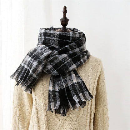 Warm Imitated Cashmere Plaid Print Shawl Scarf