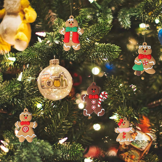 12Pcs Gingerbread Man Ornaments For Christmas Tree Assorted Plastic And For Christmas Tree Hanging Decorations