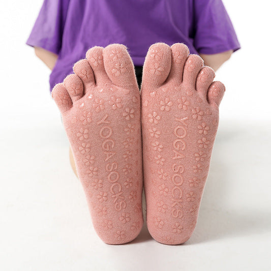 Yoga Socks Silicone Non-Slip Five-Finger Socks Professional Female Trampoline Sports Fitness Pilates Beginner Yoga Socks Female