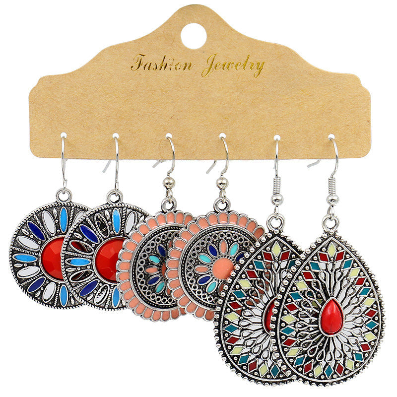 Bohemian Floral Geometric Earrings Set for Women and Men
