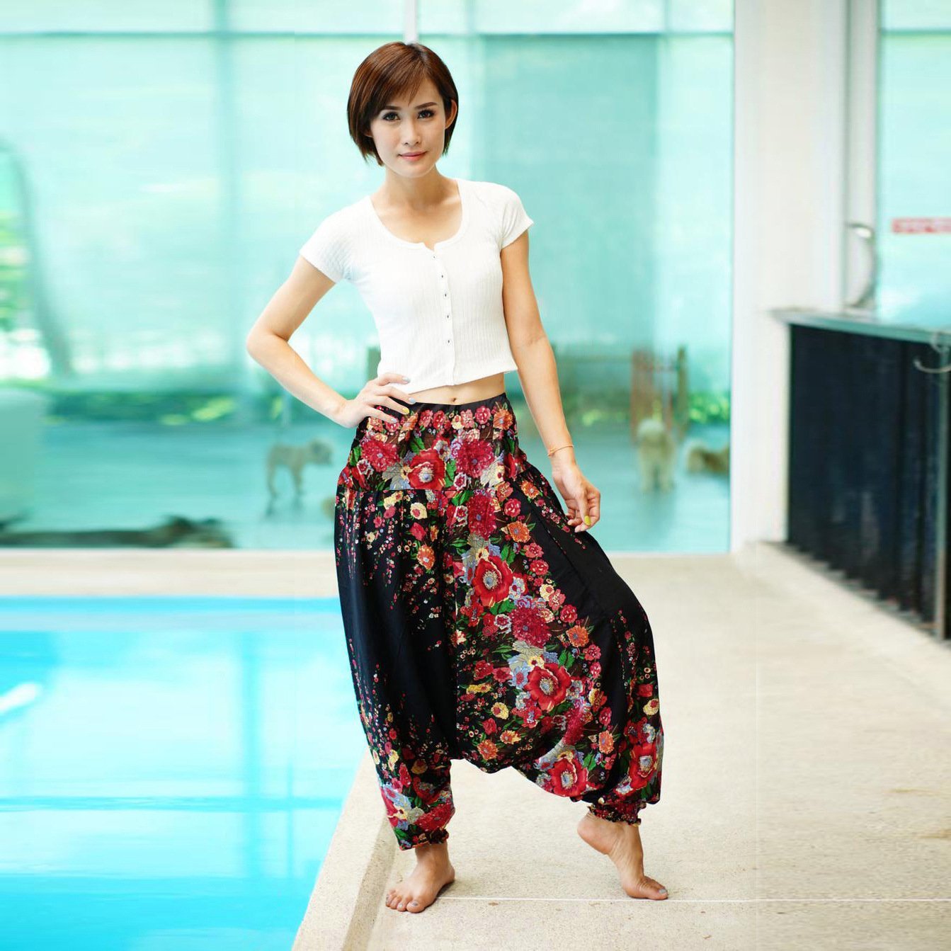 Digital Printed Women'S Elastic Waist Loose Yoga Casual Pants