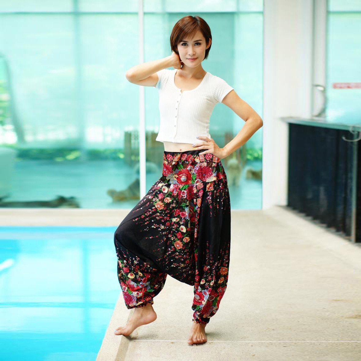 Digital Printed Women'S Elastic Waist Loose Yoga Casual Pants