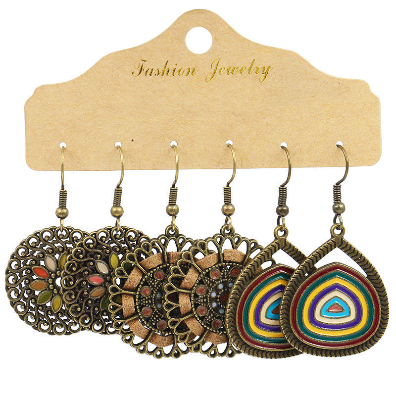 Bohemian Floral Geometric Earrings Set for Women and Men