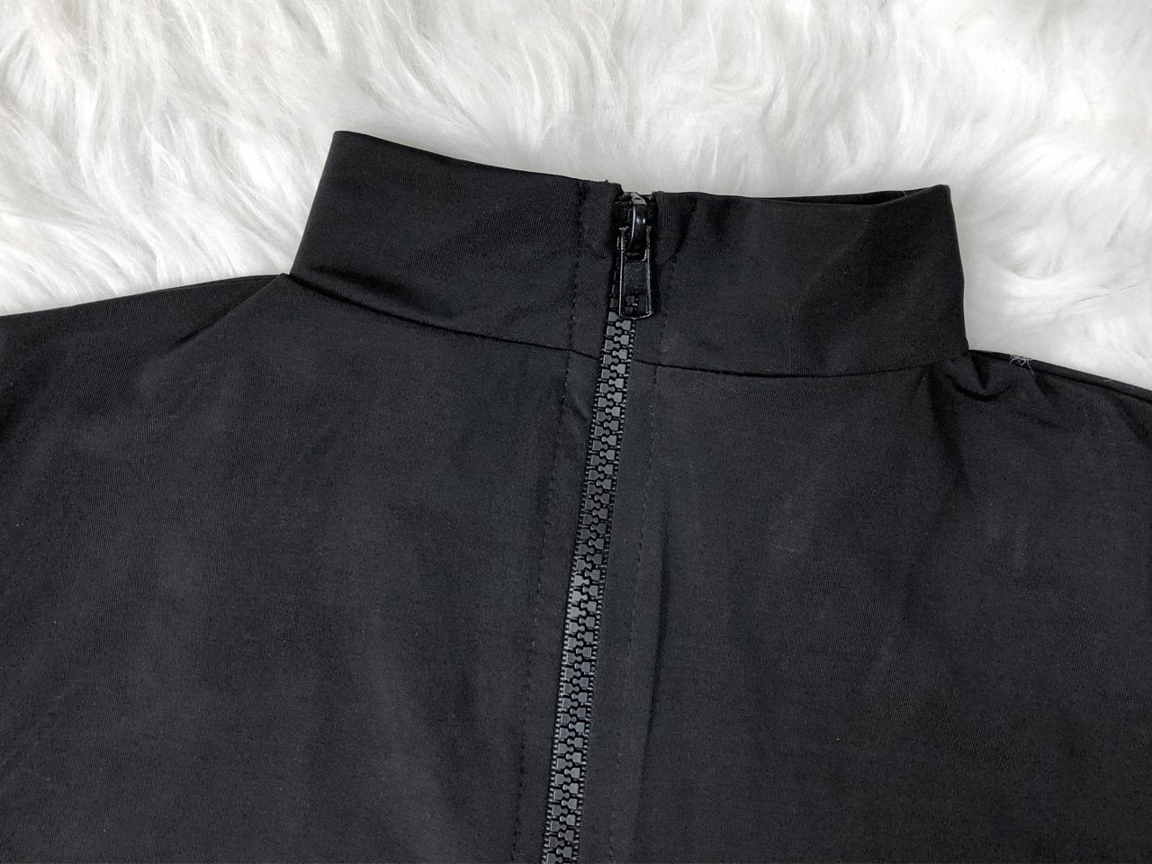 Black Sports Long Sleeve Surfing Triangle One-Piece Swimsuit Zipper Sexy Slim Conservative Swimsuit
