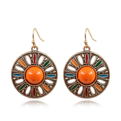 Bohemian Style Round Drop Earrings Geometric Alloy Jewelry