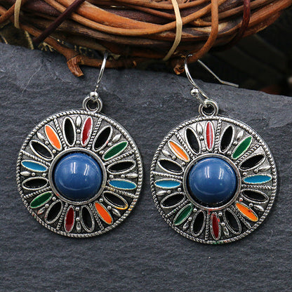 Bohemian Style Round Drop Earrings Geometric Alloy Jewelry