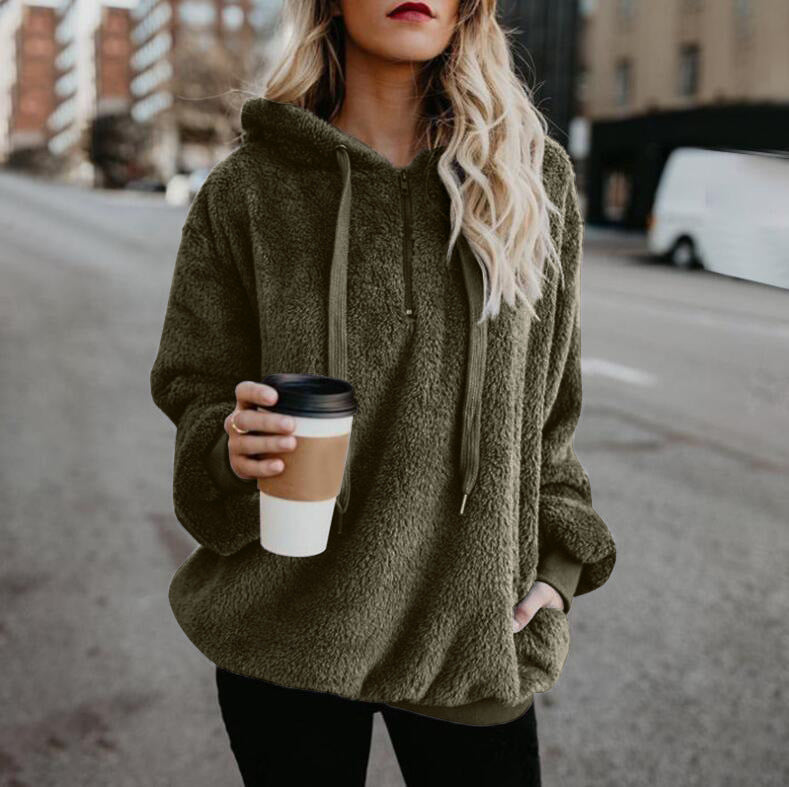 Winter Women Multi-Color Hoodie Sweater Coat Outwear