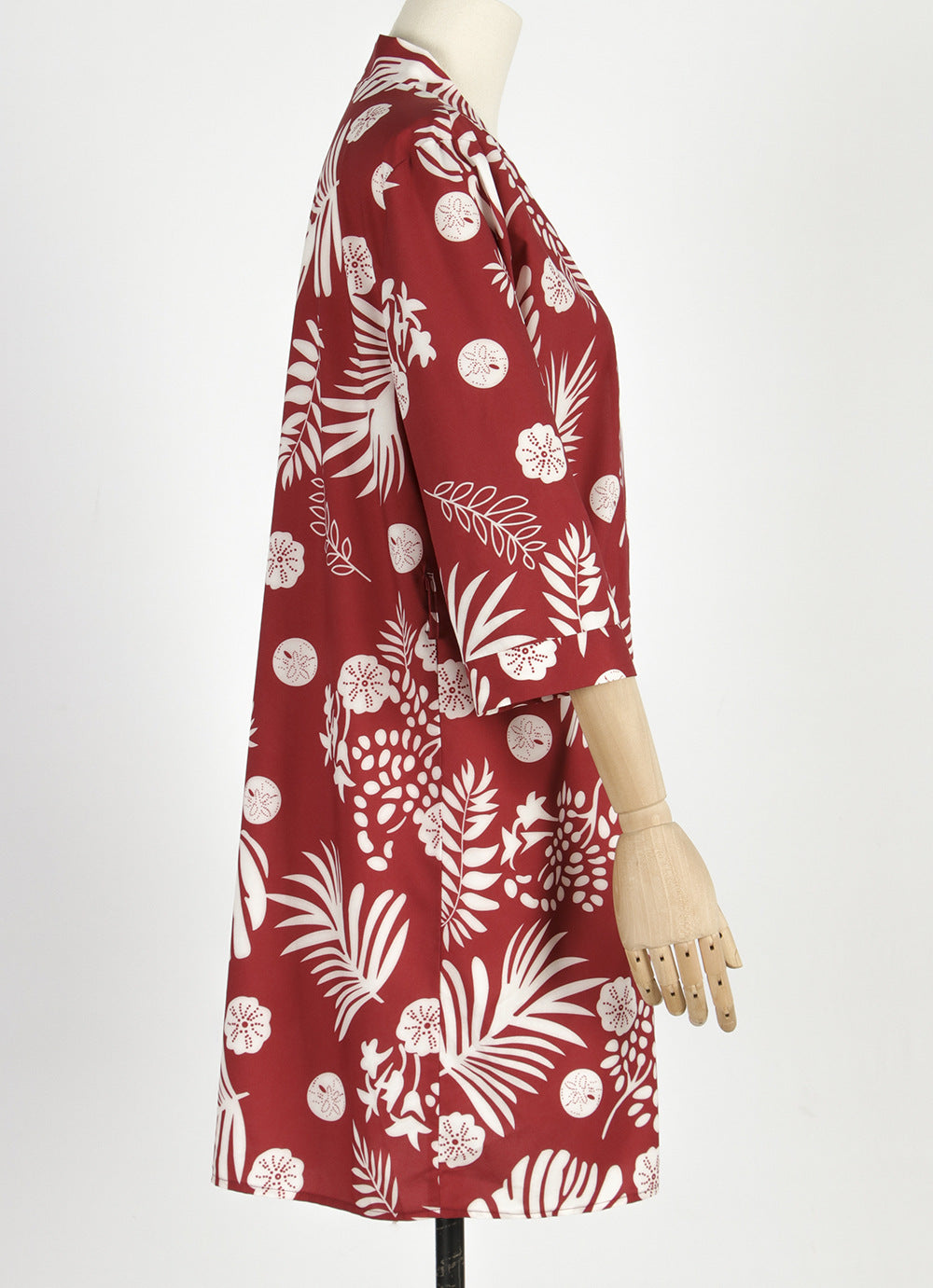 Spring And Summer New Boho Tropical Rainforest Leaf Print Loose Tie Nine Points Sleeve Thin Section Blouse