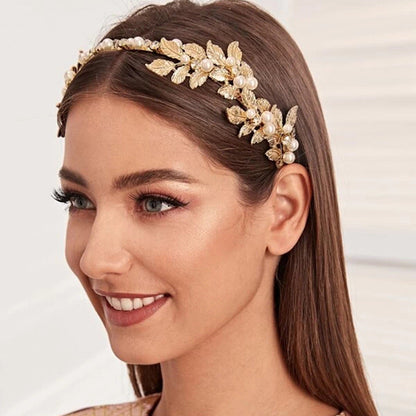 Alloy Leaf Hairband Baroque Bridal Hair Accessory