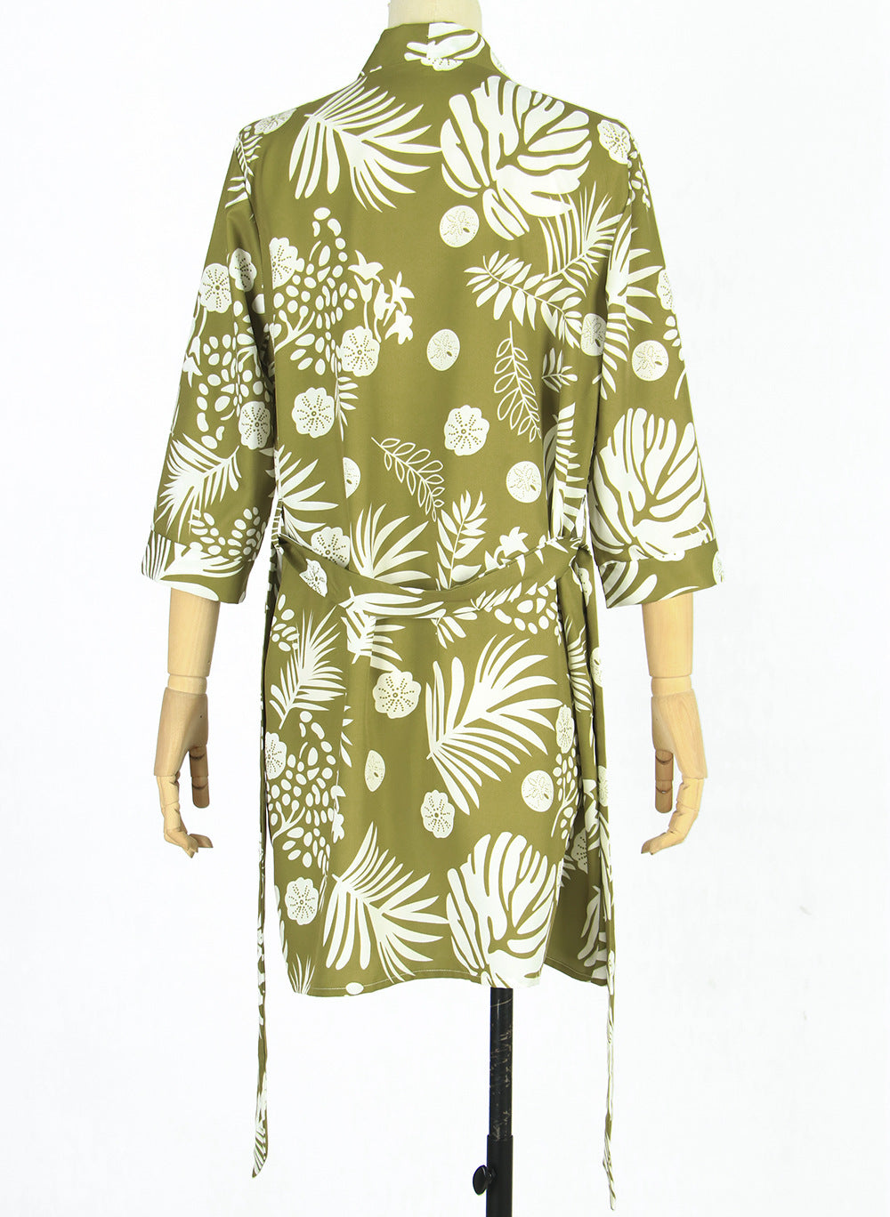 Spring And Summer New Boho Tropical Rainforest Leaf Print Loose Tie Nine Points Sleeve Thin Section Blouse