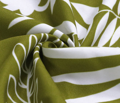 Spring And Summer New Boho Tropical Rainforest Leaf Print Loose Tie Nine Points Sleeve Thin Section Blouse