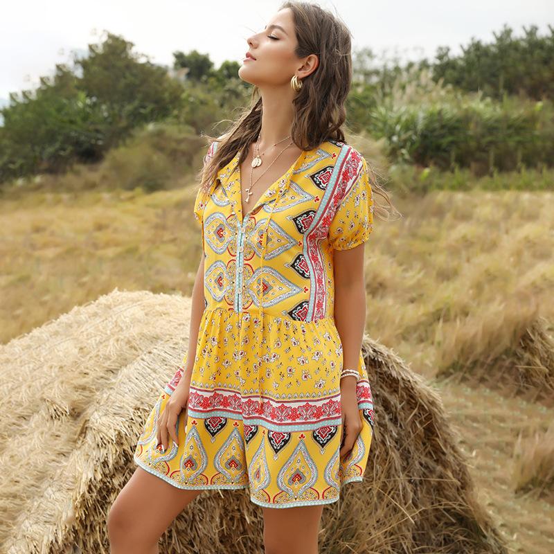 Women'S Casual Fashion Loose Printed Jumpsuit
