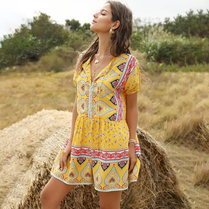Women'S Casual Fashion Loose Printed Jumpsuit