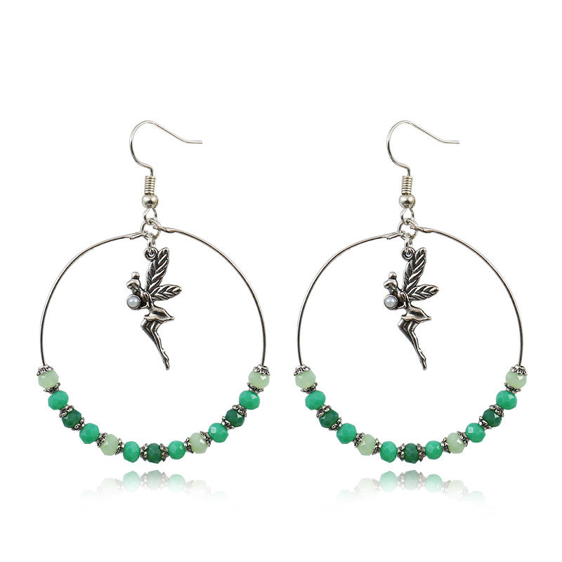 Retro Handmade Beaded Circle Earrings for Women Bohemian Style