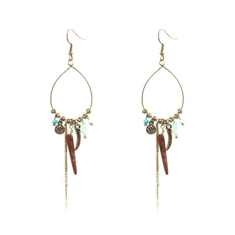 Retro Handmade Beaded Circle Earrings for Women Bohemian Style