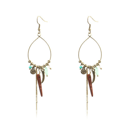 Retro Handmade Beaded Circle Earrings for Women Bohemian Style
