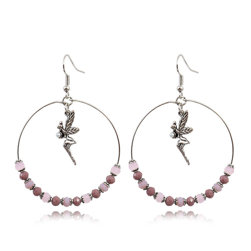 Retro Handmade Beaded Circle Earrings for Women Bohemian Style
