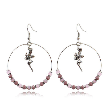 Retro Handmade Beaded Circle Earrings for Women Bohemian Style
